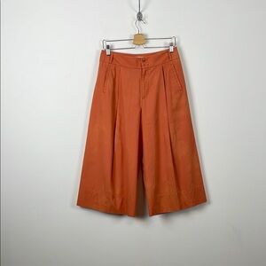 Anthropologie Wide Leg Orange Pleated 4 Pocket Culottes Casual Woman's 8 Pants